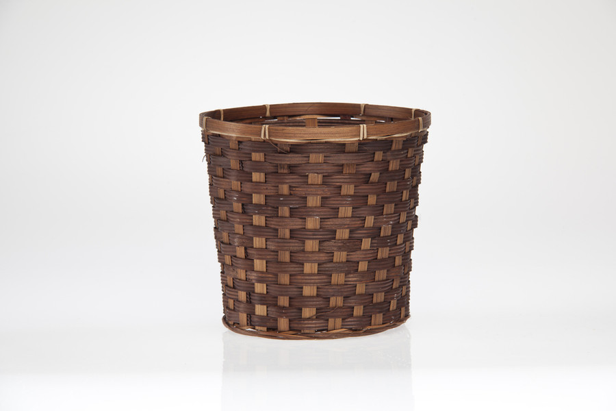 9.5in Wide Bamboo Woodchip Basket Pot Cover - Dark Stain