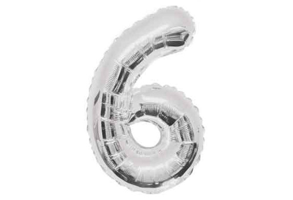 34in Silver Foil Number Balloon - 6