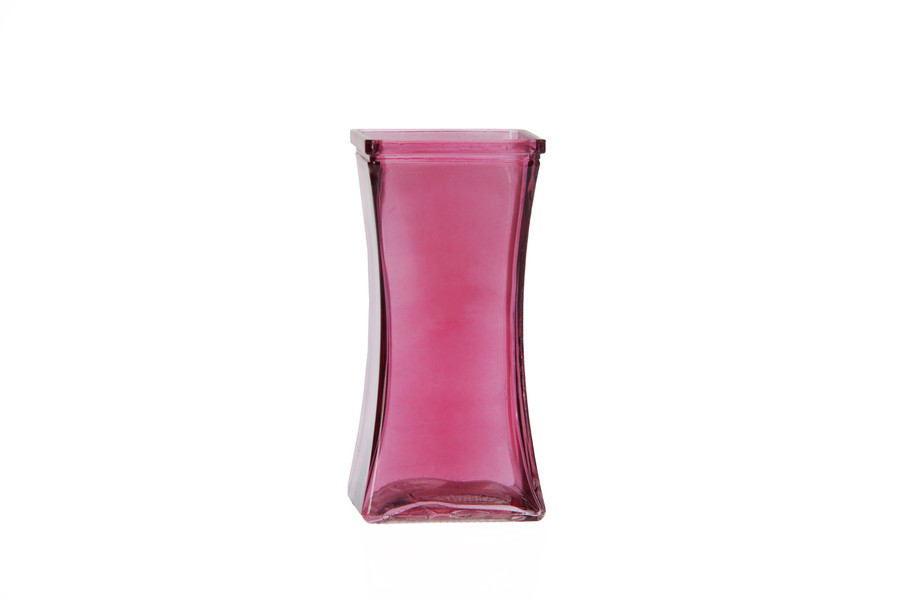 6.75in Tall Square Bunch Glass Vase - Rose