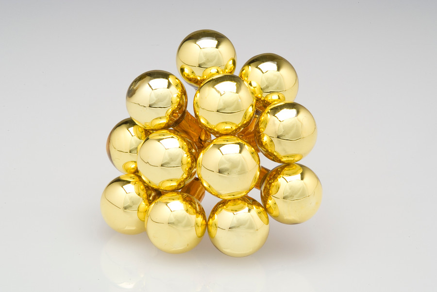 20mm Shiny Glass Ball on Stem - Gold