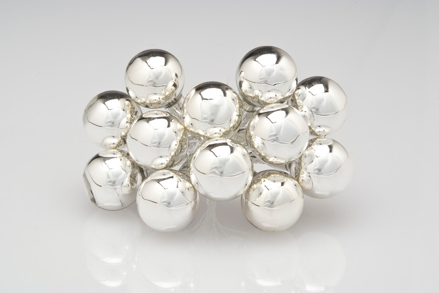 20mm Shiny Glass Ball on Stem - Silver