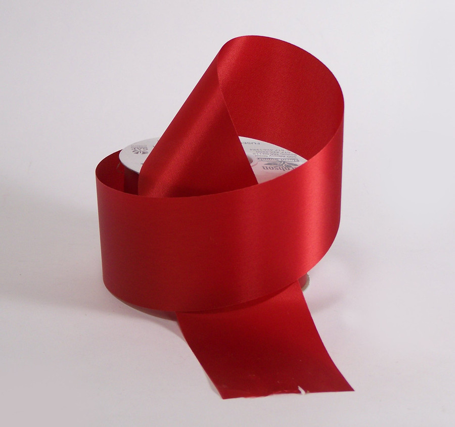 #40 Plain Satin Ribbon (50yd) - Red