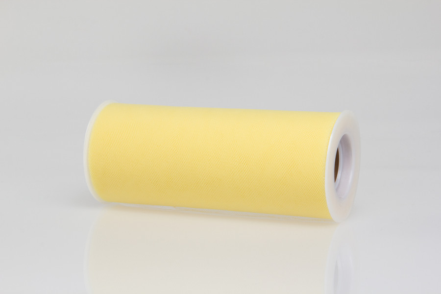 6in Wide Nylon Tulle Ribbon (25yd) - Light Yellow
