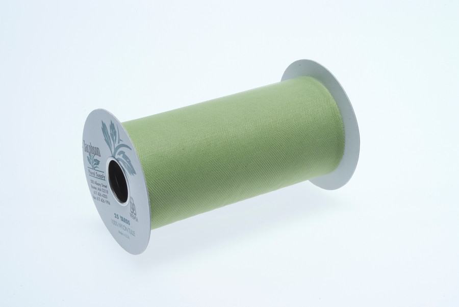 6in Wide Nylon Tulle Ribbon (25yd) - Basil