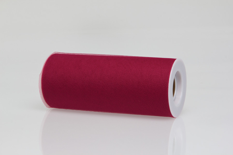 6in Wide Nylon Tulle Ribbon (25yd) - Burgundy
