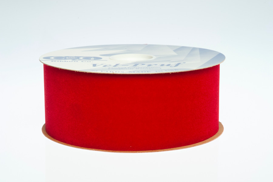 #40 Velvet Poly Back Ribbon (25yd) - HOLIDAY RED