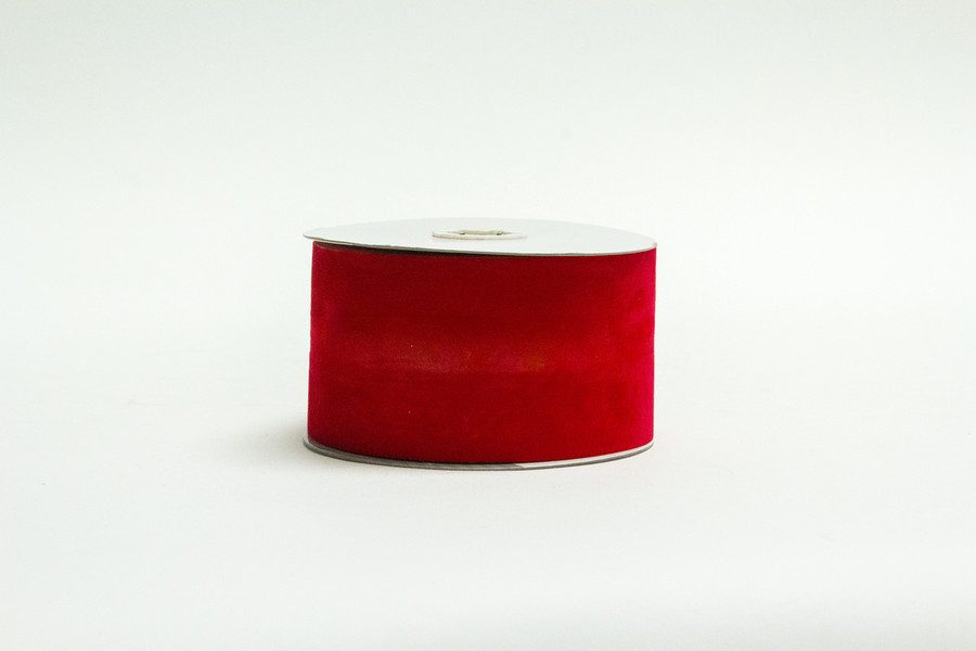 #40 Velvet Poly Back Ribbon (25yd) - Red