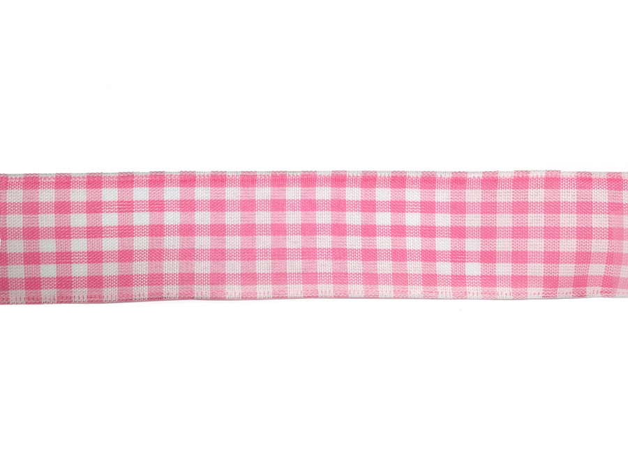 #9 Gingham WE Ribbon (50yd) - Pink White