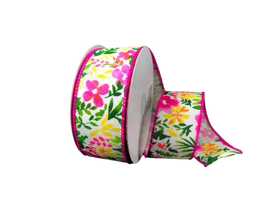 #9 Linen WE Ribbon (20yd) - Monet Floral