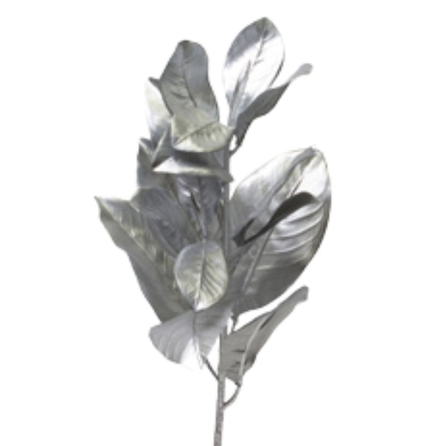 27in Metallic Magnolia Leaf Spray x2 - Silver