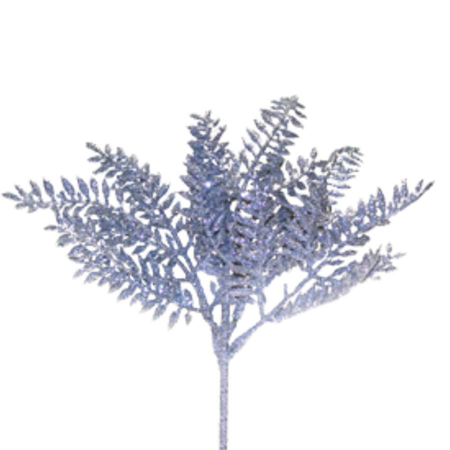 11in Glitter Flat Pine Spray (Bag of 12) - Silver