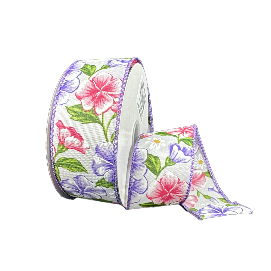 #9 WE Ribbon (20YD) - Geranium Daisy Florals