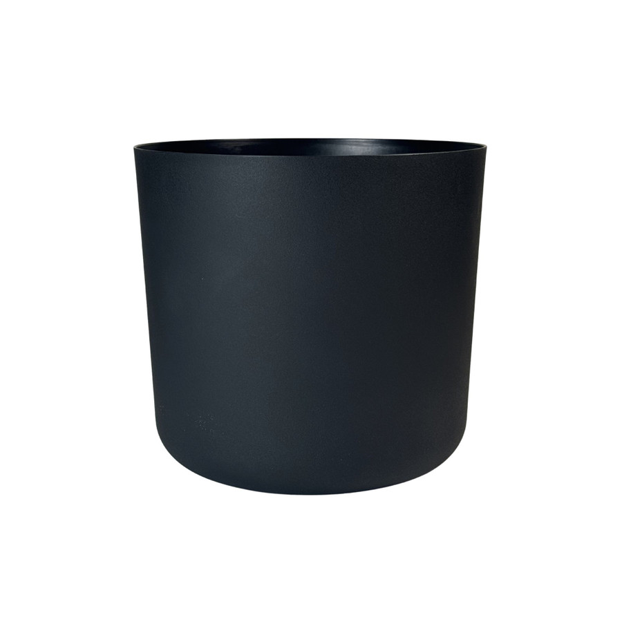 11.75in Wide Plastic Cylinder Pot - Black