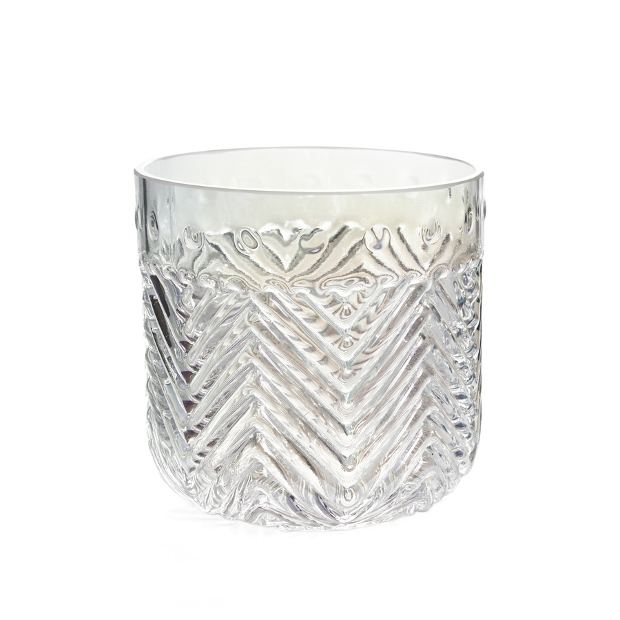 4.75in Glass Embossed Chevron Cylinder Vase - Iridescent