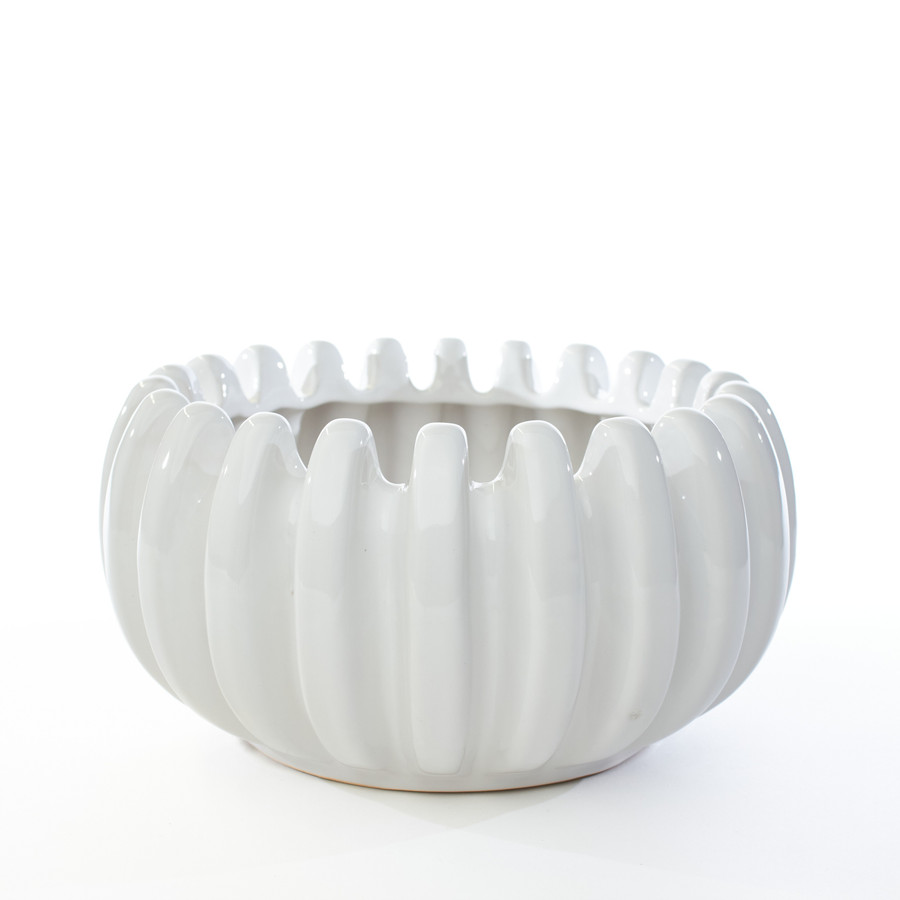 9.7in Wide Ceramic Finger Bowl - Shiny White