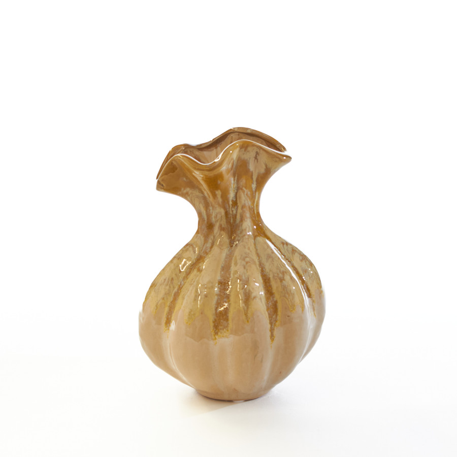 6.1in Tall Posey Ceramic Vase - Creamy Mustard