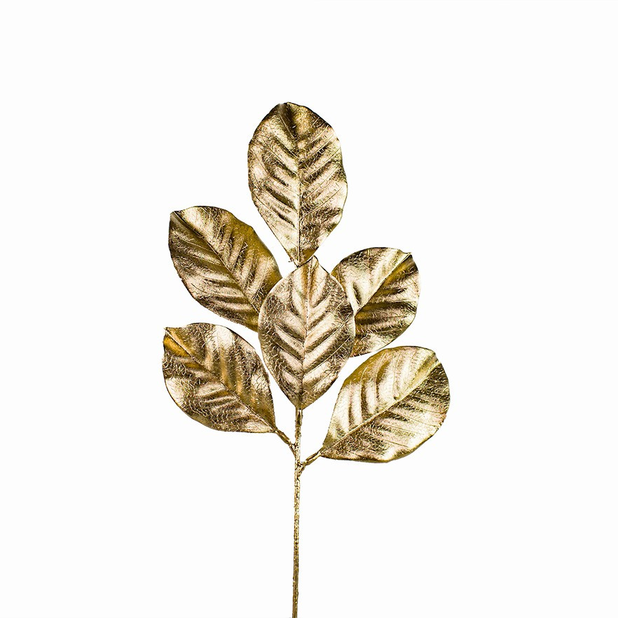 19.5in American Magnolia Gold Leaf Spray X6
