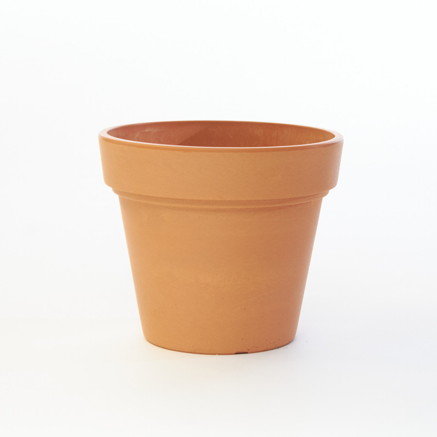 7.1in Wide Faux Clay Plastic Pot - Terracotta