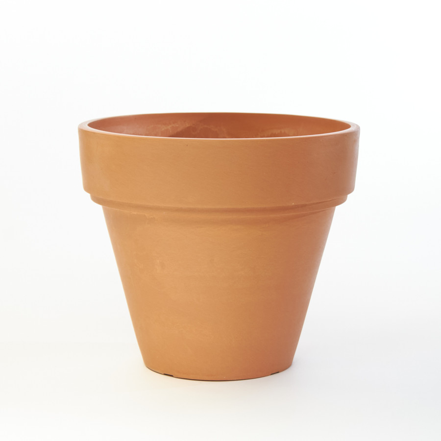 10in Wide Faux Clay Plastic Pot - Terracotta