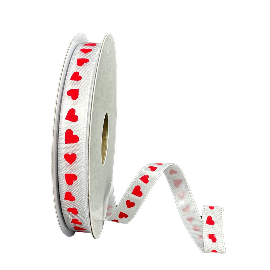#3 Tumbling Hearts Satin Ribbon (20yds) - Red White