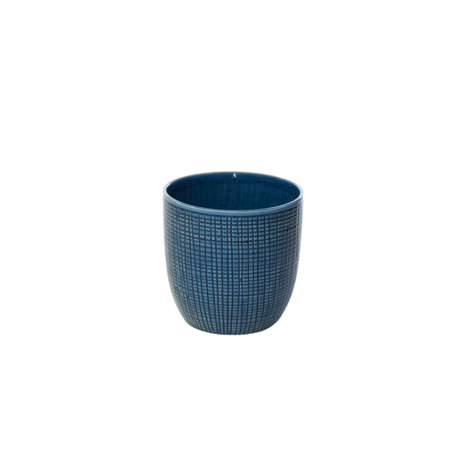 5.2in Wide Avery Ceramic Pot - Reactive Blue