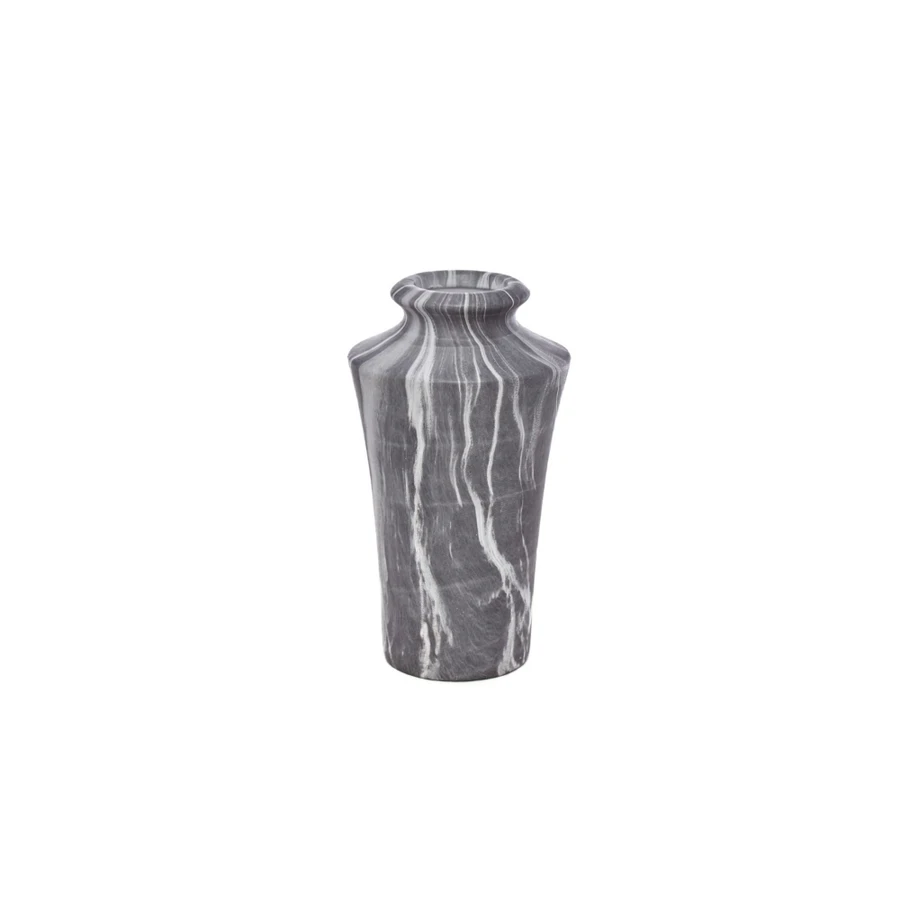 5.7in Tall Mimic Marble Ceramic Cong Bud Vase - Grey White