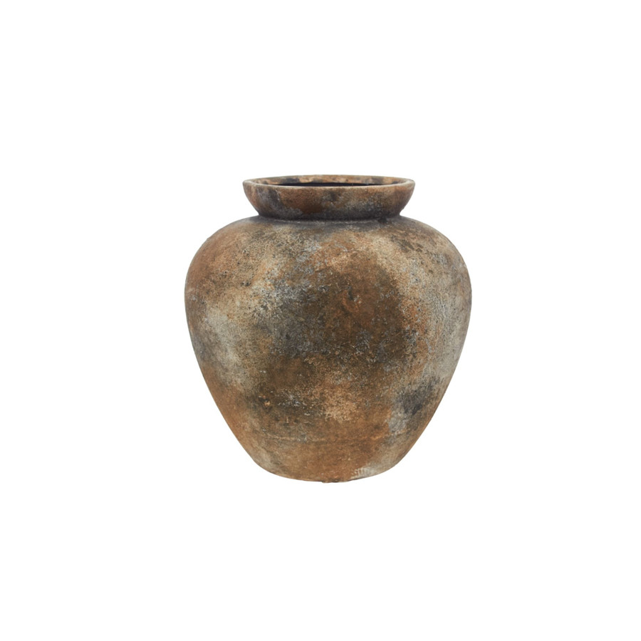 11.22in Tall Ming Jin Textured Ceramic Vase - Rust