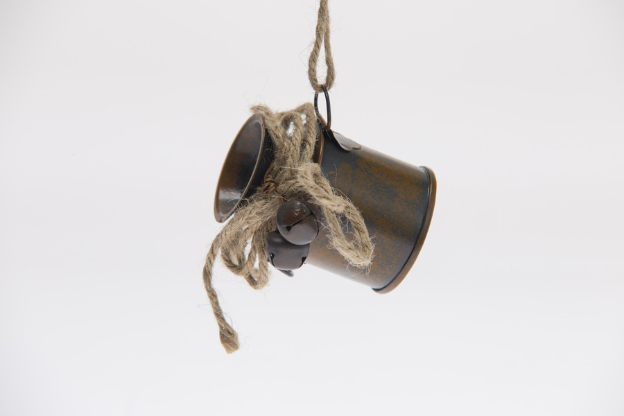 2.5" Rusty Milk Can Ornament with Bells