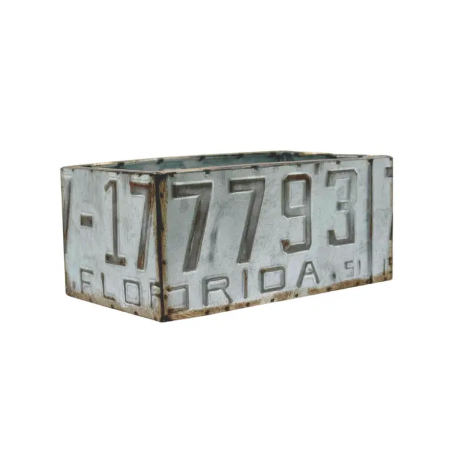 8in Long License Plate Tin Planter