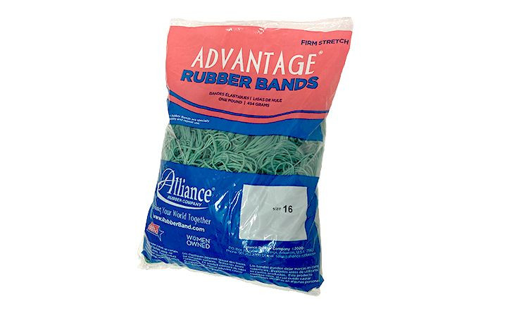 2.5in x 1/16in Rubber Bands #16 - Green (1 lb Bag)