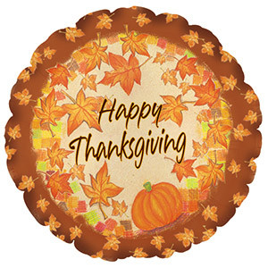 18in Wide Thanksgiving Foil Balloon - Happy Thanksgiving (Pack of 5)