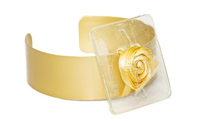 Riley Flower Wristlet Cuff - Matte Gold