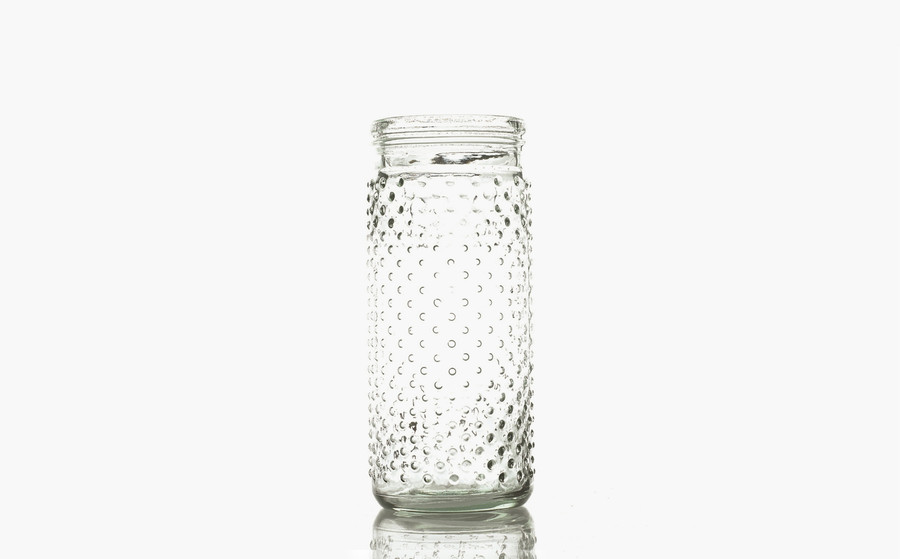 9in Tall Hobnail Jar Clear Glass Vase