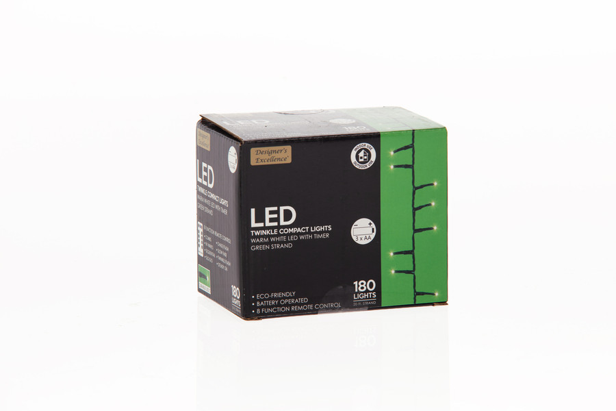 20ft Twinkle String Lights with Timer and Remote, 180 LED