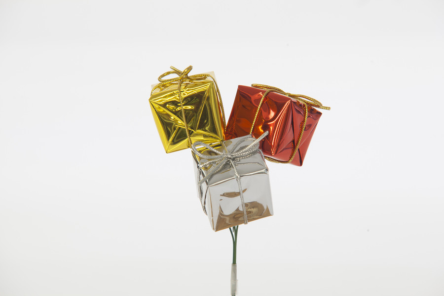 1in Foil Gift Box Pick on 5.5in Wire - (Set of 24)