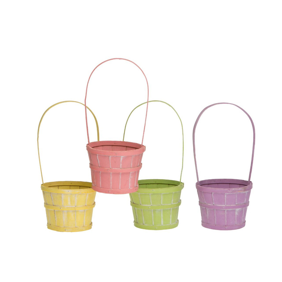 5in Wide Splitwood Bamboo Basket - Assorted Pastel