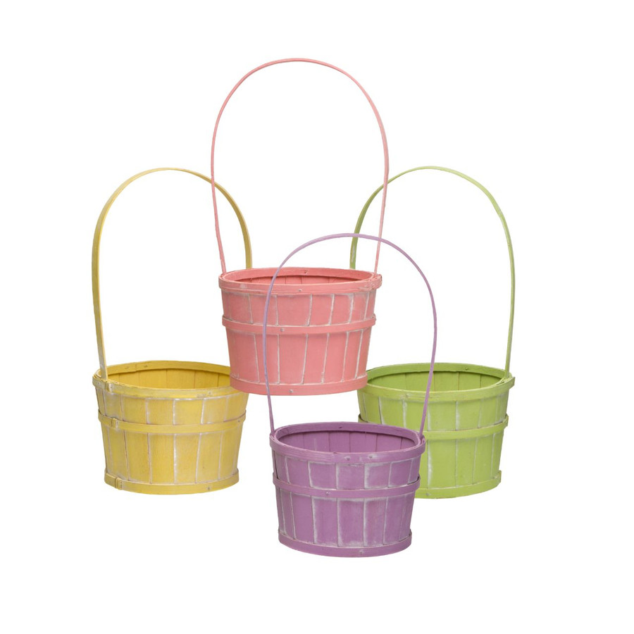 6.5in Wide Splitwood Bamboo Basket - Assorted Pastel