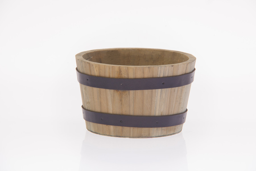 6in Wide Whiskey Barrel Wood Planter - Greywash