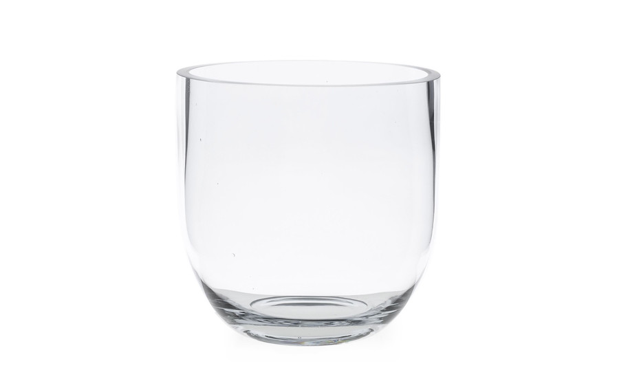 8in Wide Fat Bowl Clear Glass Vase