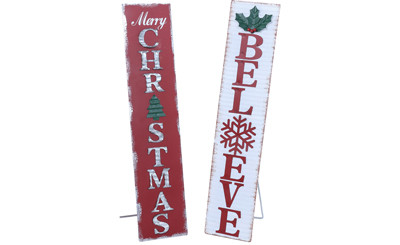 20in Tall "Merry Christmas" & "Believe" Wood Sign (Assorted)