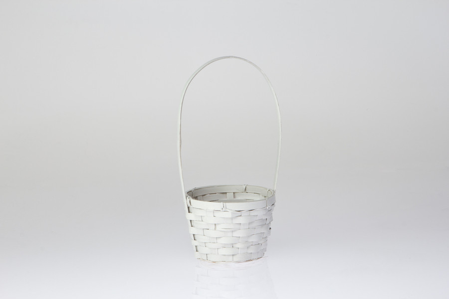 5in Wide Bamboo Basket - White
