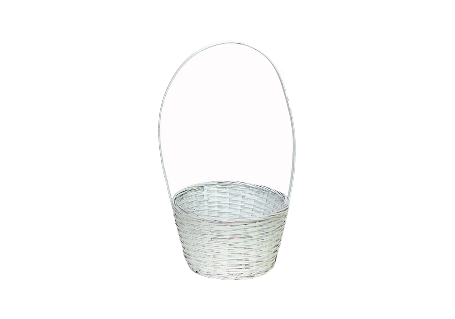 6.5in Wide Bamboo Basket with Handle - Whitewash
