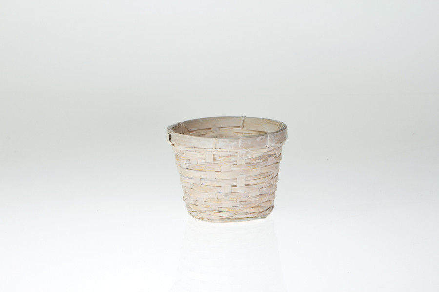 5.5in Wide Fern/Bamboo Pot Cover Basket - Whitewash