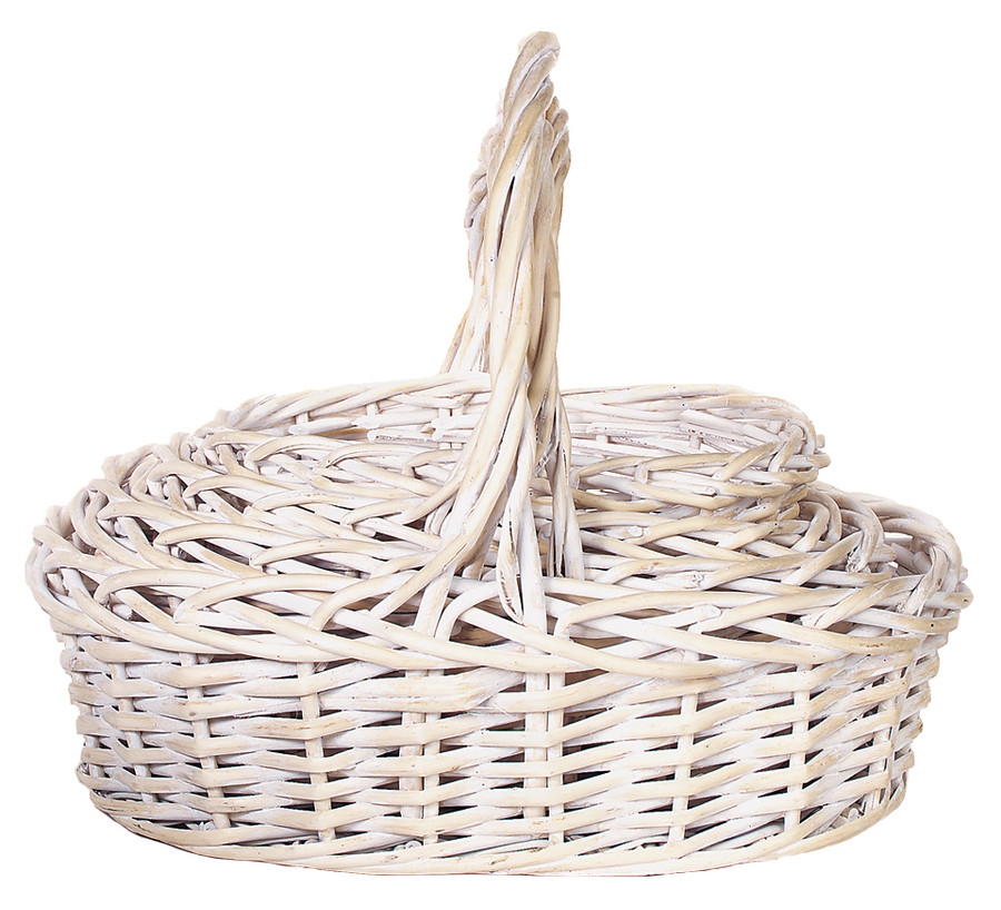 13.5-18in Long Split Willow Oval Baskets - Whitewash (Set of 4)