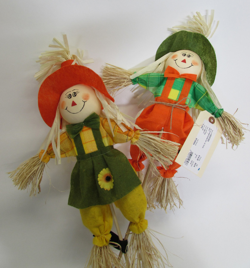 19in Tall Assorted Fall Scarecrows on Picks (Bag of 9)