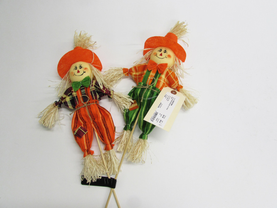16in Tall Assorted Fall Scarecrows on Picks (Bag of 6)
