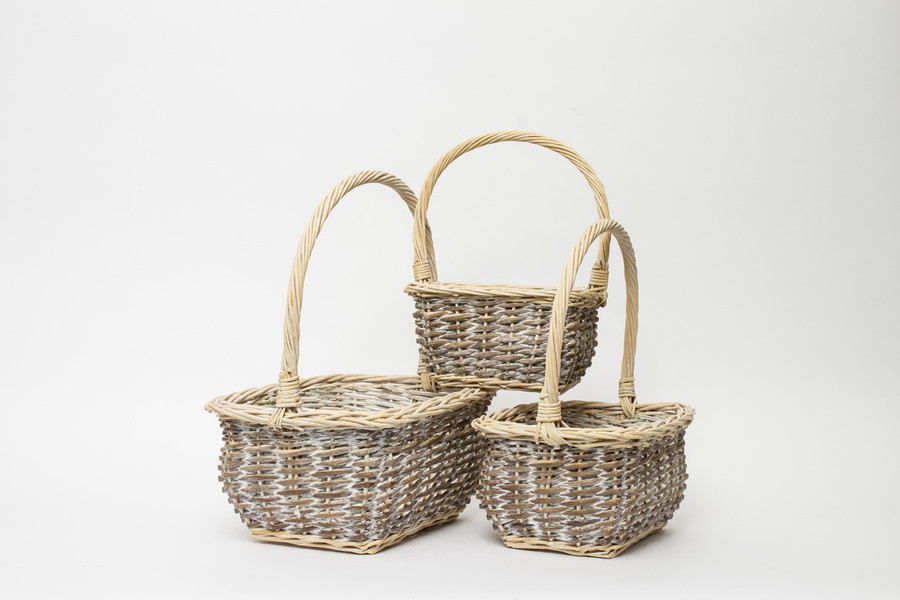 12.5in Long Willow Rectangular Baskets (Set of 3)