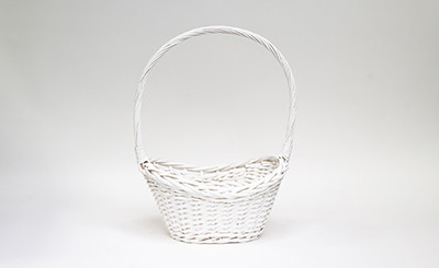 12in Long Oval Boat Basket - White