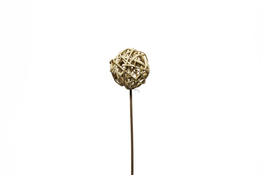6cm Lata Ball on 18in Stem - Natural (5pk)