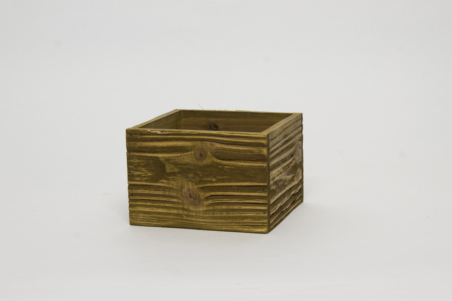 5in Wide Wood Cube Planter Box - Toast